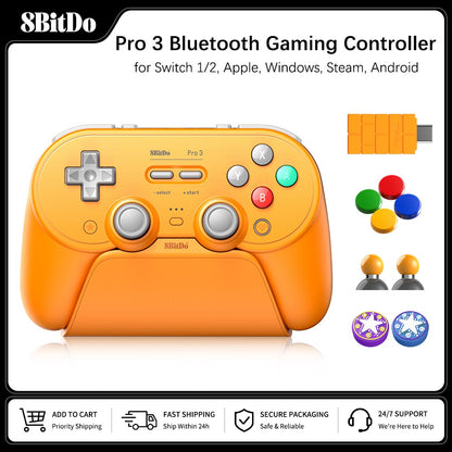 8BitDo Pro 3 Bluetooth Gamepad for Switch 1/2, Windows, Apple, Steam Special Edition Wireless Game Controller with TMR Joysticks