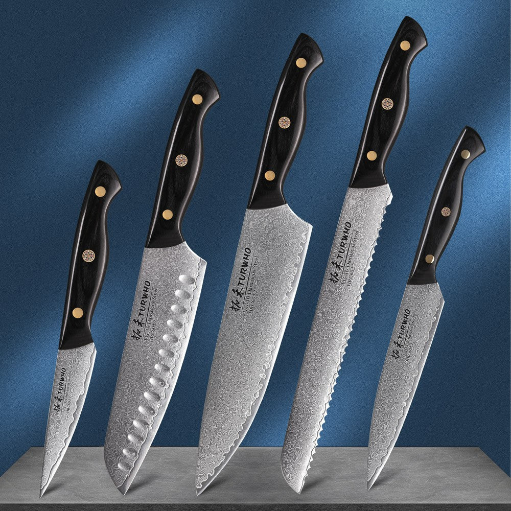 TURWHO 1-6PCS Kitchen Knives Set Japanese 67 Layer Damascus Steel Chef Knife PRO VG10 Santoku Bread Boning Utility Paring Knives
