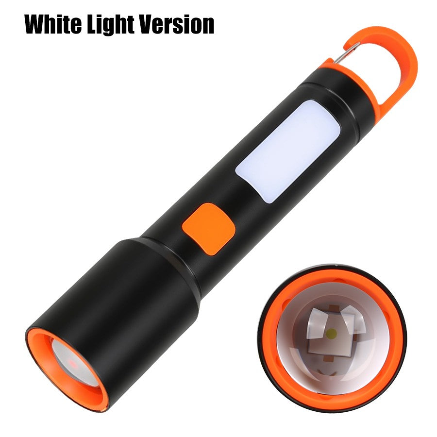 LED COB Super Bright Flashlight USB Rechargeable Torch 1-3 Optional Light Sources Outdoor Waterproof Emergency Light with Hook