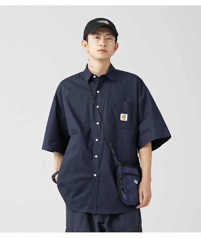 Japan Style Cargo Shirts Men Summer  Pure Cotton Loose Casual Pocket Shirts Men Women Plus Size Short Sleeve Shirt