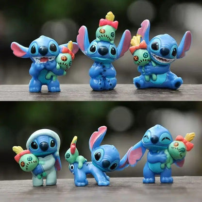 6 Peças Lilo & Stitch Desenho Animado Modelo de Boneco Coleção Anime Enfeite de Mesa Decoração de Bolo de Aniversário Brinquedos Infantis Presentes