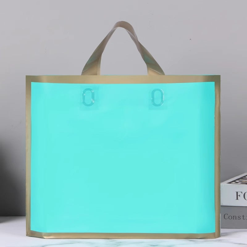 50pcs Customized Logo Tote Bags Gold Edge Colorful Party Favor Bags Clothing Packaging Shopping Bags Printed Logo