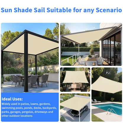 Waterproof Straight Edge Sun Shade Sail with Grommets Garden Sunscreen Pergola Shade Cover Canopy For Outdoor Garden Patio Tent