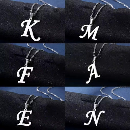 Colar de Letras de Moda A-Z para Mulheres Homens Aço Inoxidável de Alta Qualidade Colar Alfabeto Inglês A B C D E F G H I J K L M N O P Q R S T U V W X Y Z