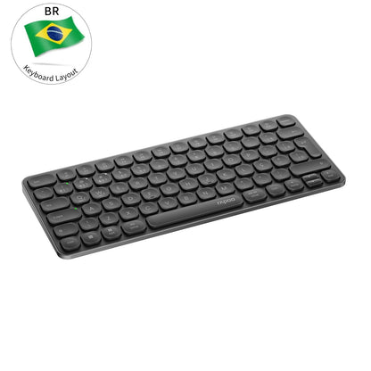Teclado Sem Fio Bluetooth Multidispositivo Recarregável Rapoo E9050L ABNT2 Português Brasil na Cor Preta com Teclas Multimídia