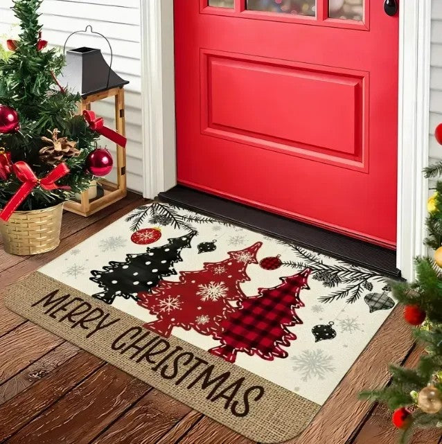 VIKAMA Christmas Gingerbread Man Welcome Floor Mat Outdoor Entrance Rug Living Room Bedroom Floor Mat Home Decoration