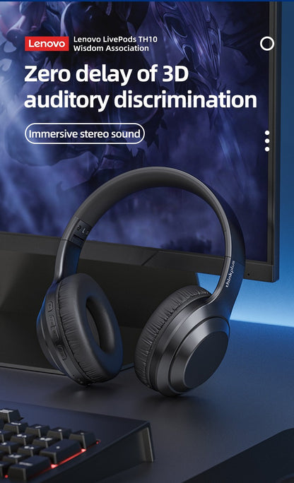 Fone de ouvido Lenovo Thinkplus TH10 TWS Estéreo com baixa latência e longa duração para jogos, fones de ouvido Bluetooth para música com microfone
