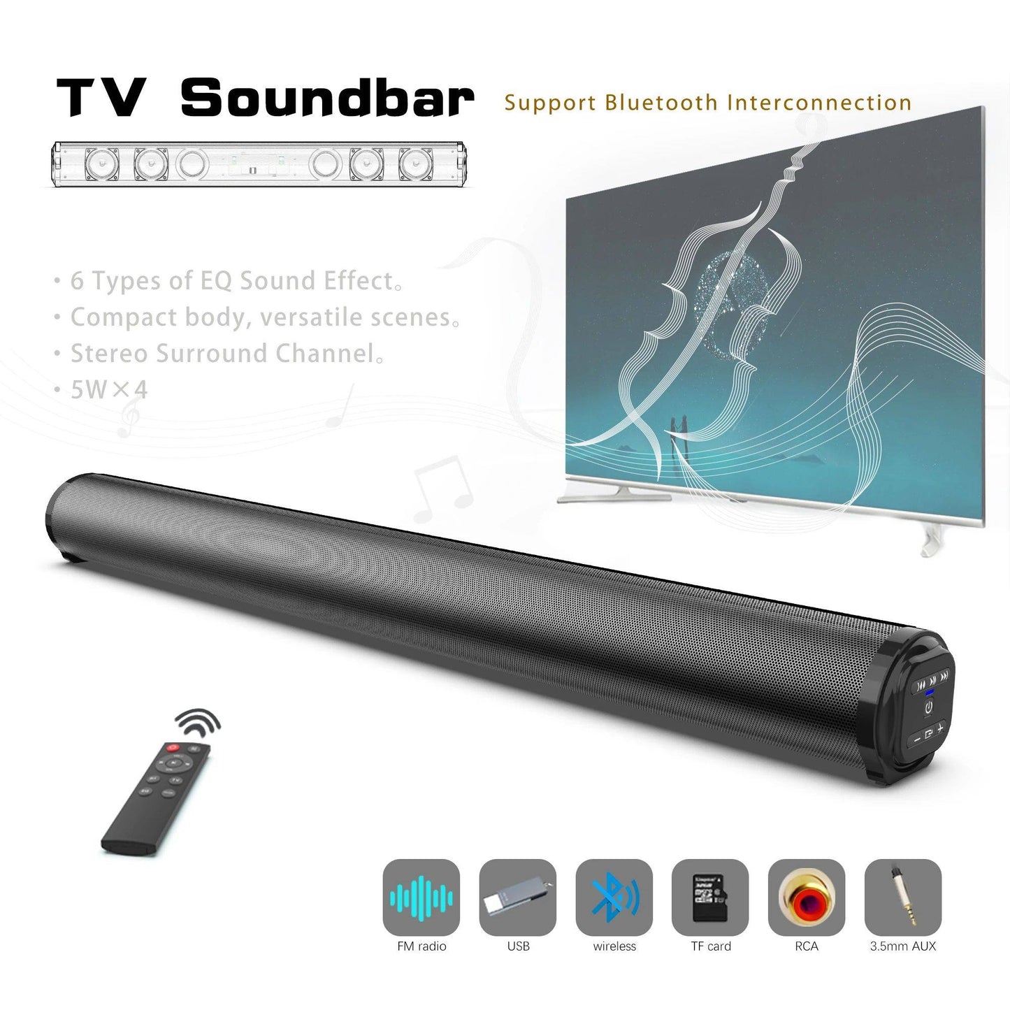 Echo Wall Portable Bluetooth Speaker 3D Stereo Surround Desktop Home TV Computer Outdoor Ultra Power Sound Projector Subwoofer
