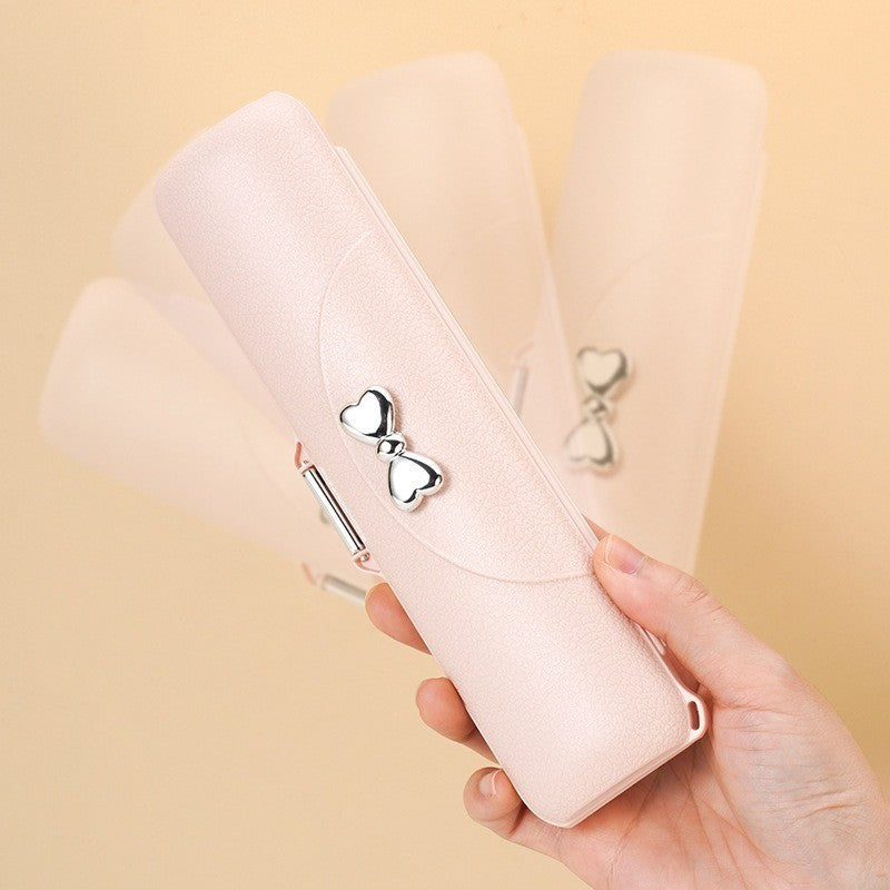3 peças de talheres portáteis de aço inoxidável, colher, garfo e pauzinhos, caixa de armazenamento, conjunto de viagem para exterior, piquenique, escola, Ano Novo