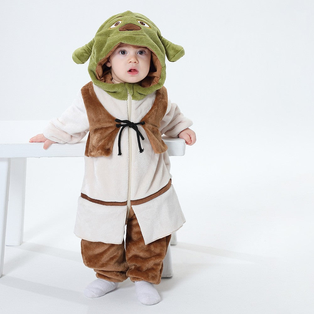 Kawaii Costume for Child Kid Baby 0-3 Years Cute Green Monster Jumpsuit Winter Warm Onesie  Anime Cosplay Kigurumis Outfit 2024