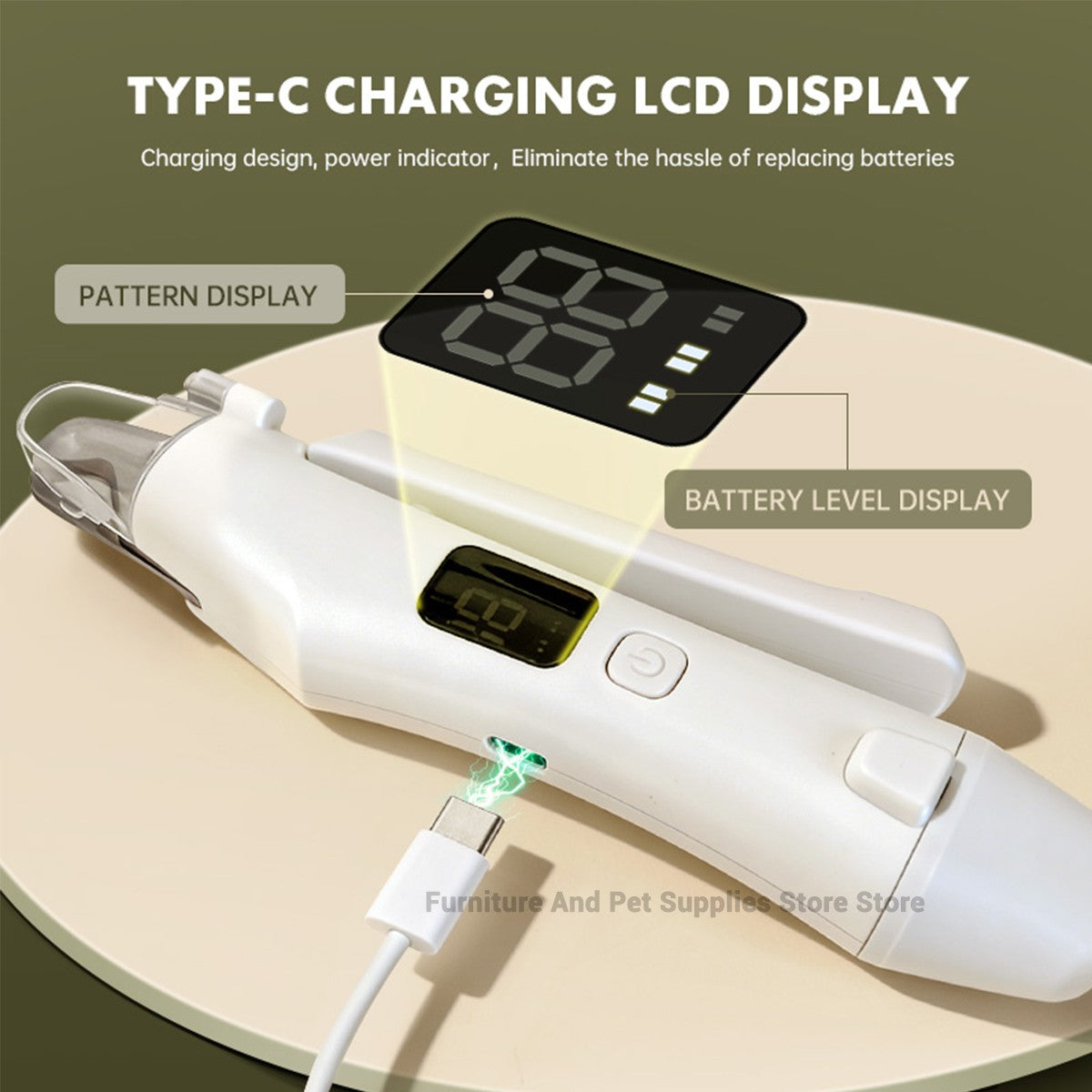 Aparador de Unhas Elétrico 2 EM 1 para Pets com Luzes LED Lixador de Unhas para Pets Aparador e Lixador de Unhas de Cães para Cães/Gatos de Pequeno, Médio e Grande Porte