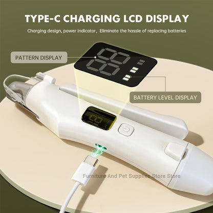 Aparador de Unhas Elétrico 2 EM 1 para Pets com Luzes LED Lixador de Unhas para Pets Aparador e Lixador de Unhas de Cães para Cães/Gatos de Pequeno, Médio e Grande Porte