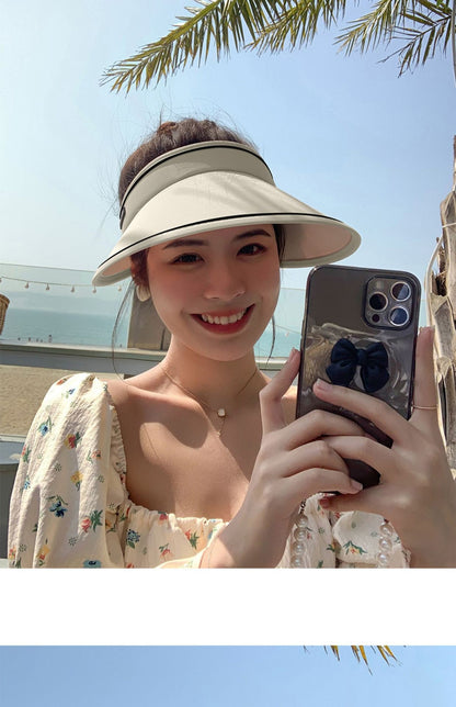 New Sun Hat Women's Uv Protection Sun Hat Summer Empty Cap Large Brim Outdoor Cycling Face Shade Hat Woman