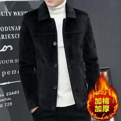 Autumn Winter Short Woolen Coat Merino Wool Men Korean Mink Imitation Jacket Trendy Heavy Clothes Mens Overcoat Heren Jas