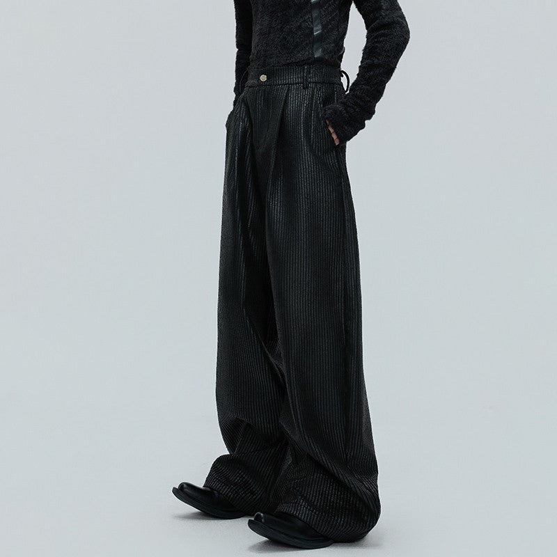 LUZHEN Fashion Original Metal Color Wide Leg Casual Pants Men 2025 New Luxury Solid Color High Quality Handsome Trousers JY4784