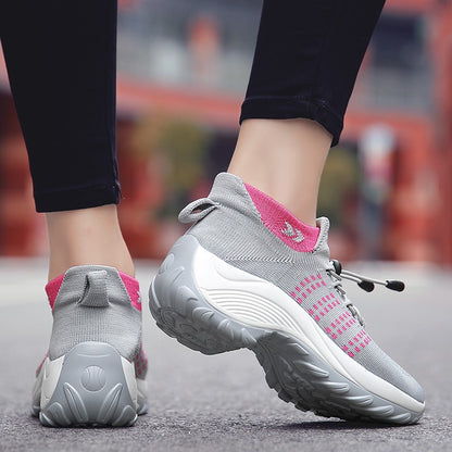 Oiaano Barefoot Womens Walking Shoes GreySock Casual Ladies Fashion Sneakers Comfort Slip On Air Cushion Platform Lightweight