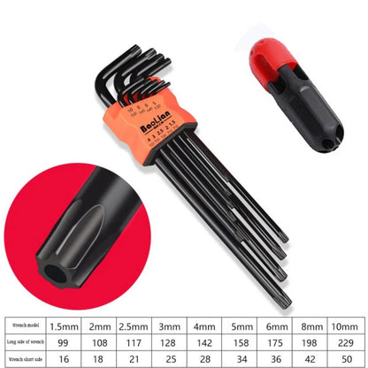 Jogo de Chaves Allen de 9 Peças, Chave Quadrada, Chave Torx, Chave Hexagonal Interna Longa com Ponta Esférica e Cabo T de 1,5 - 10 mm