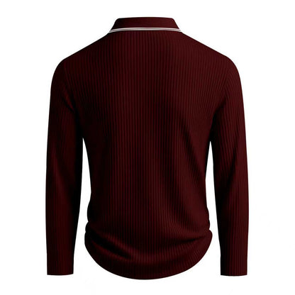 Spring And Autumn New Men's Striped Long Sleeve Polo Shirt Slim Fit Collar Multi Color Business And Leisure Versatile Men's Top