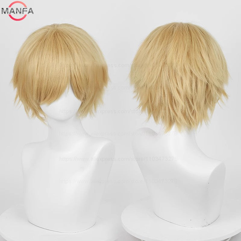 Anime 30cm Curta Reta Peruca Cosplay Preto Branco Verde Marrom Roxo Azul Cinza Vermelho Dourado Homens Mulheres Cabelo Sintético Resistente ao Calor