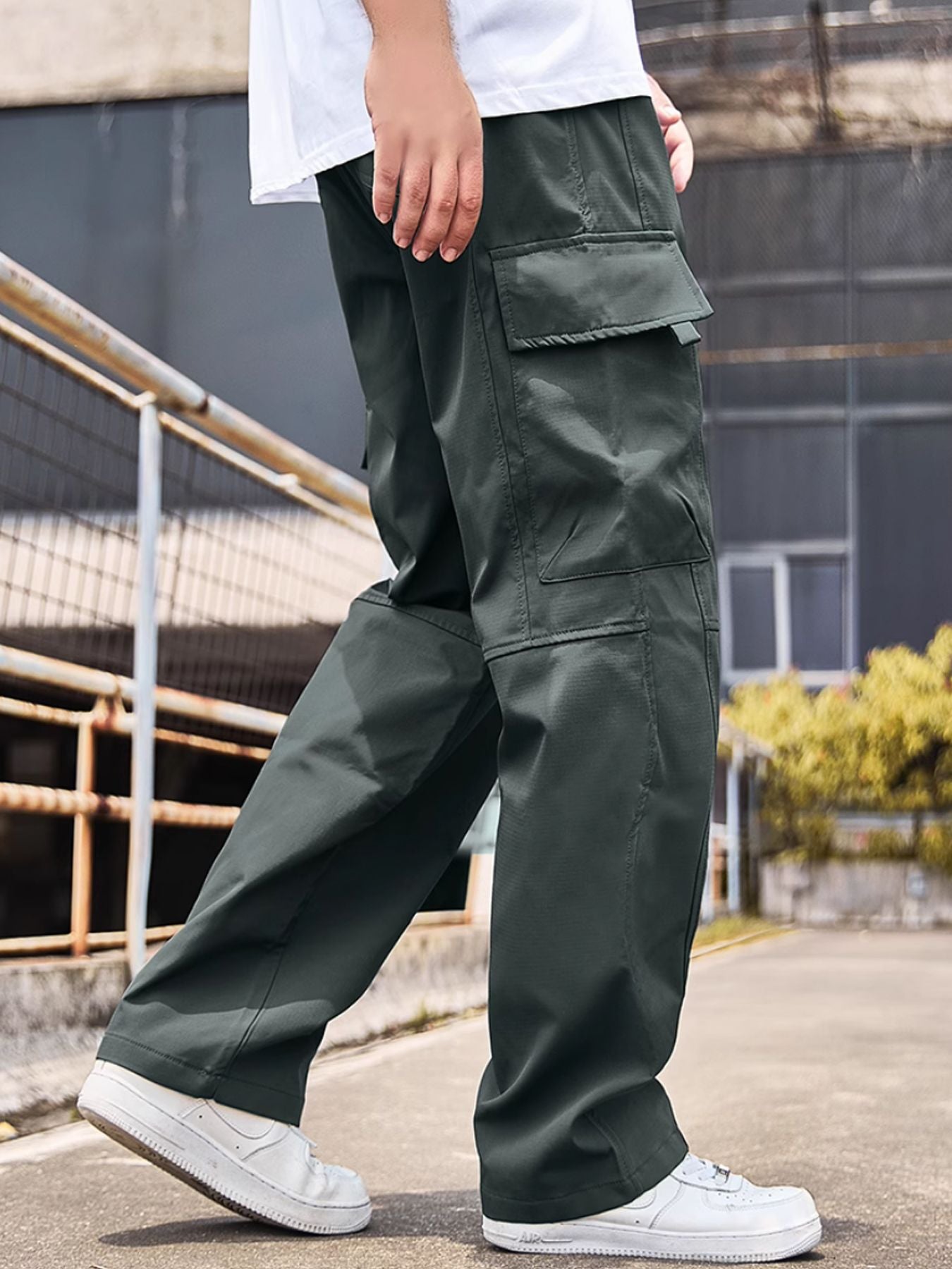 Calça Cargo Casual Masculina Plus Size Secagem Rápida Esportiva Externa Impermeável Calça de Trabalho Masculina Streetwear Masculina de Moletom Esportiva