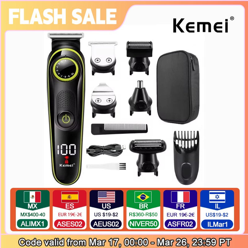 Kemei 696 Electric Hair Clipper Multifunctional Trimmer For Men Electric Shaver For Men's Razor Nose 5 In 1 Professional Trimmer