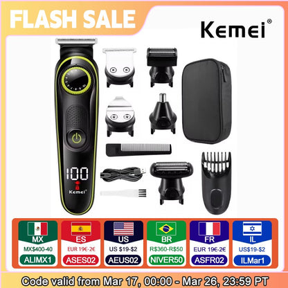 Kemei 696 Electric Hair Clipper Multifunctional Trimmer For Men Electric Shaver For Men's Razor Nose 5 In 1 Professional Trimmer