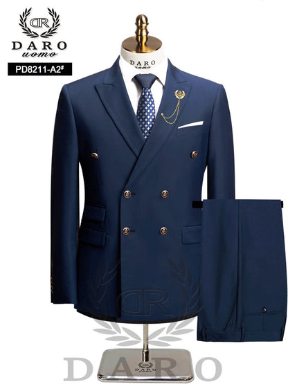 DAROuomo 2025  Men Suit Slim Fit Formal Business Work Wear Suits 2Pcs Set (Jacket+Pants)DR8211