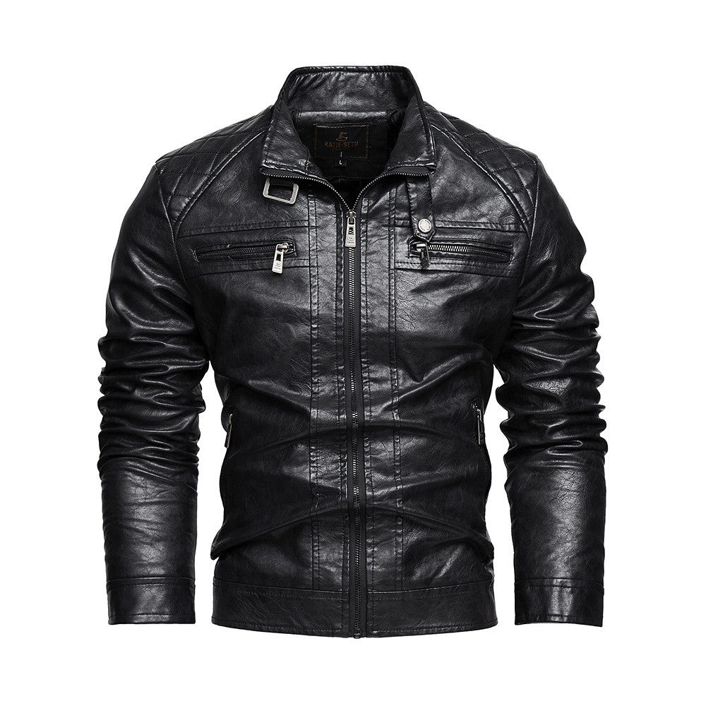 PU Leather Jacket Men Autumn Winter Motorcycles Faux Leather Coats Fashion Male Stand Collar Moto Biker Vintage Casual Outwear