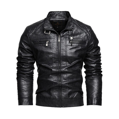 PU Leather Jacket Men Autumn Winter Motorcycles Faux Leather Coats Fashion Male Stand Collar Moto Biker Vintage Casual Outwear