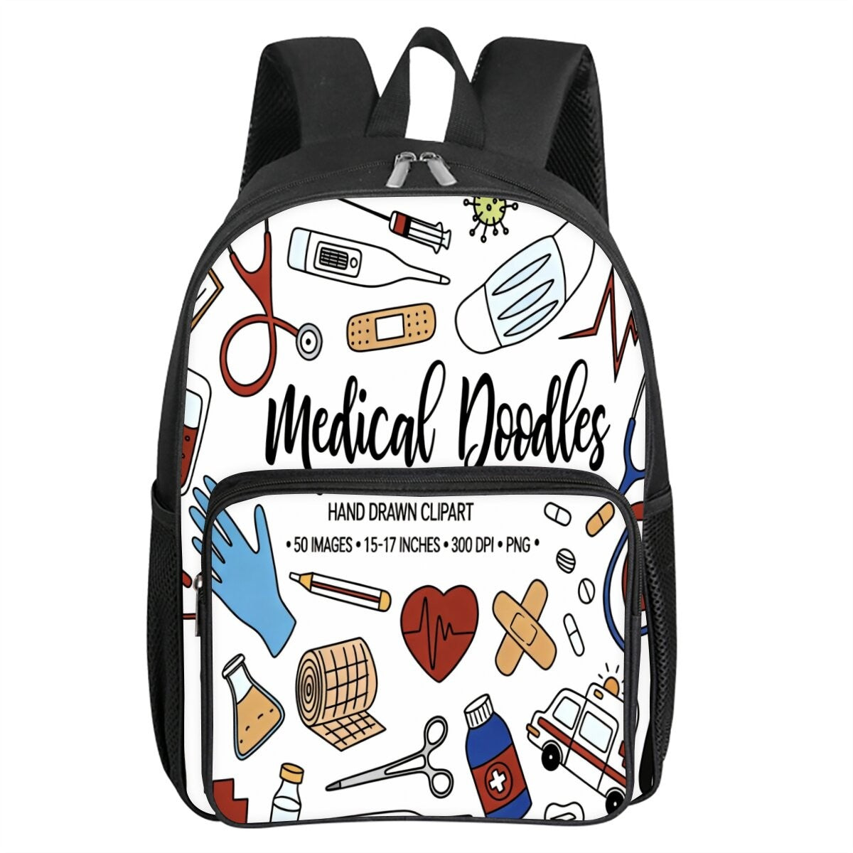 Mochila Escolar Com Bolso Frontal Quadrado Estampa de Grafite Médico Para Meninos e Meninas Melhores Presentes Mochila Escolar Infantil 3D Desenho Animado