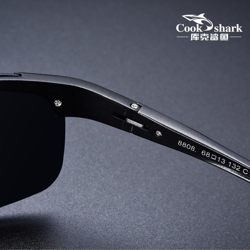 Óculos de sol Cook Shark, novos, de alumínio e magnésio, masculinos, HD polarizados, para dirigir, lentes coloridas, moda.