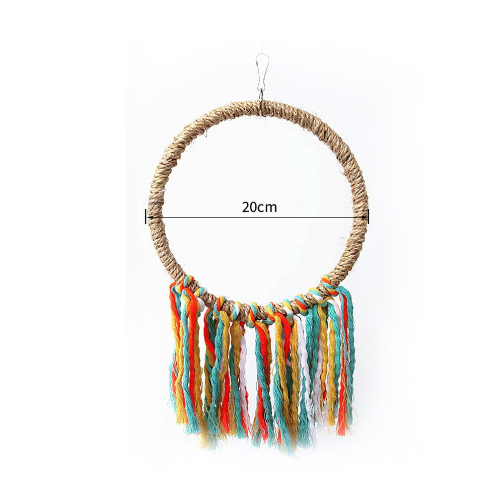 Brinquedo de Corda de Algodão para Papagaio Pássaro de Estimação Brinquedos em Círculo para Mastigar Mordiscar Poleiro de Papagaio Gaiola Suspensa de Balanço Anel de Corda Suporte para Subir Brinquedo Artigos para Pássaros