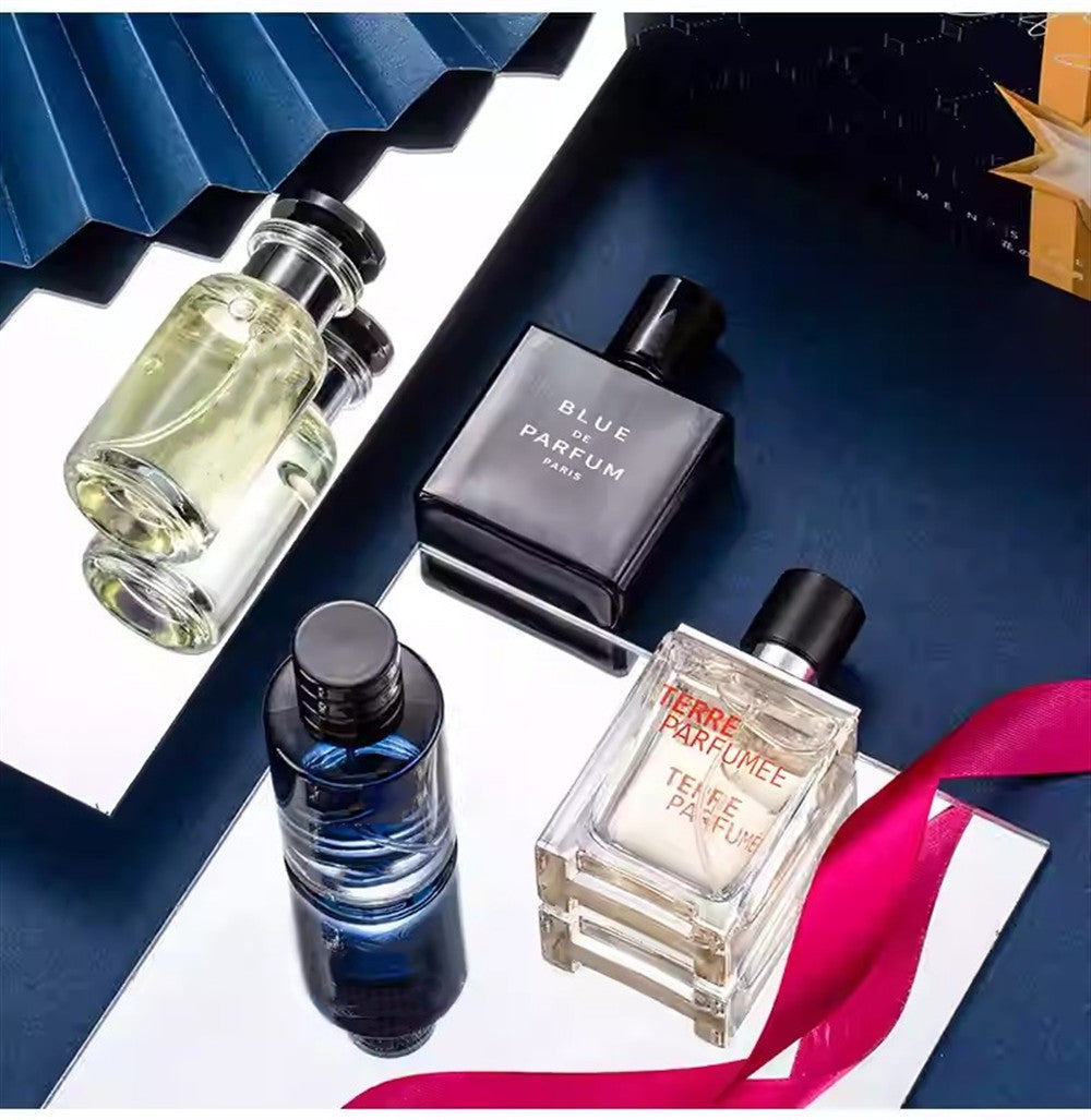 Perfume Masculino de Luxo Kit 4 Peças 100ml com Colônia Perfumes Homme Caixa de Presente Perfumes Masculinos Spray com Aroma Natural Floral Frutado