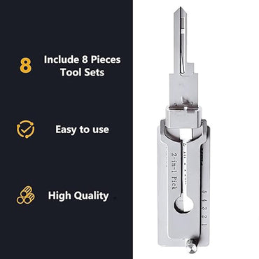SS001 Stainless Steel Key Decoder 2 In 1 Precision Hook & Pick Set Lock Decoder O-ring Pickup Kit Maintenance Repair Hand Tools