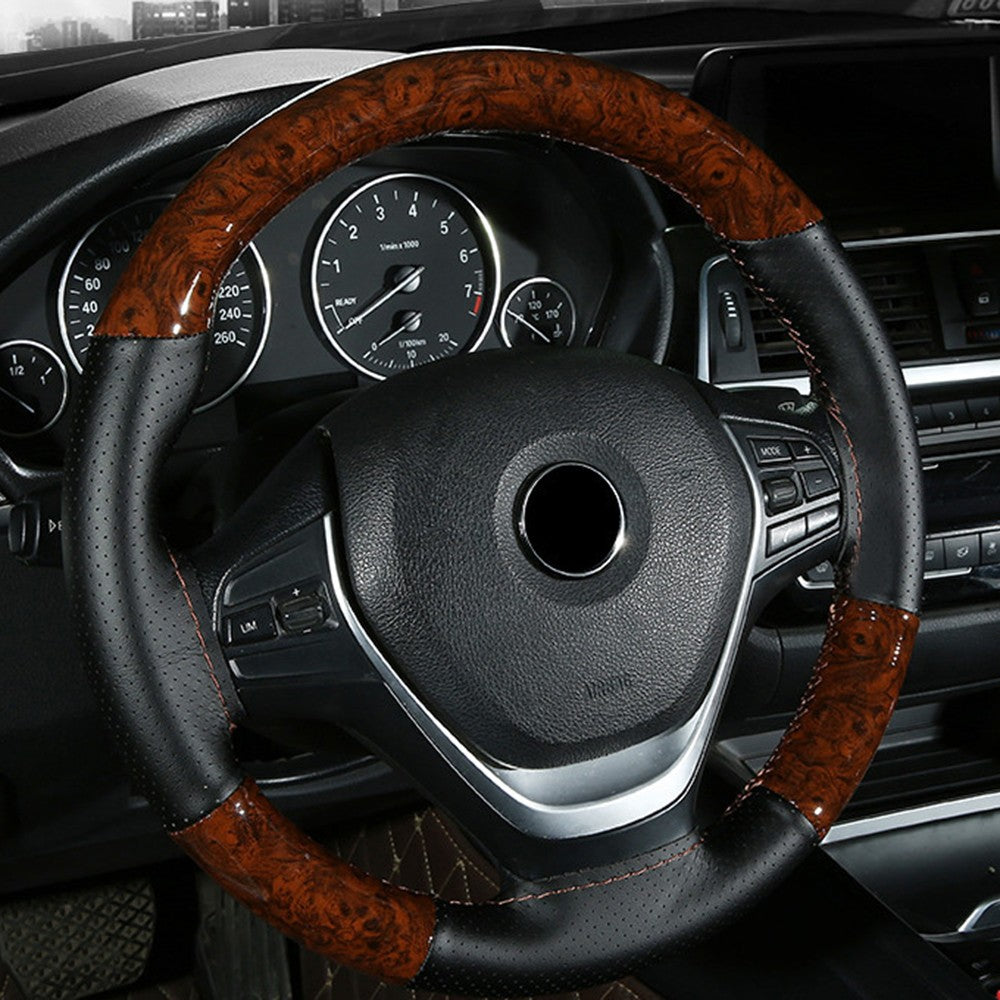 Capa de Volante de Carro em Madeira de Pessegueiro DIY Capa de Volante de Couro Para Carro Caminhão Com Linha e Agulha Conjunto de Ferramentas Acessórios de Carro