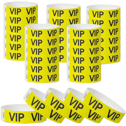 500 VIP Yellow Waterproof Paper Wristbands Lightweight Festival Event Identification Bracelets Party Favors