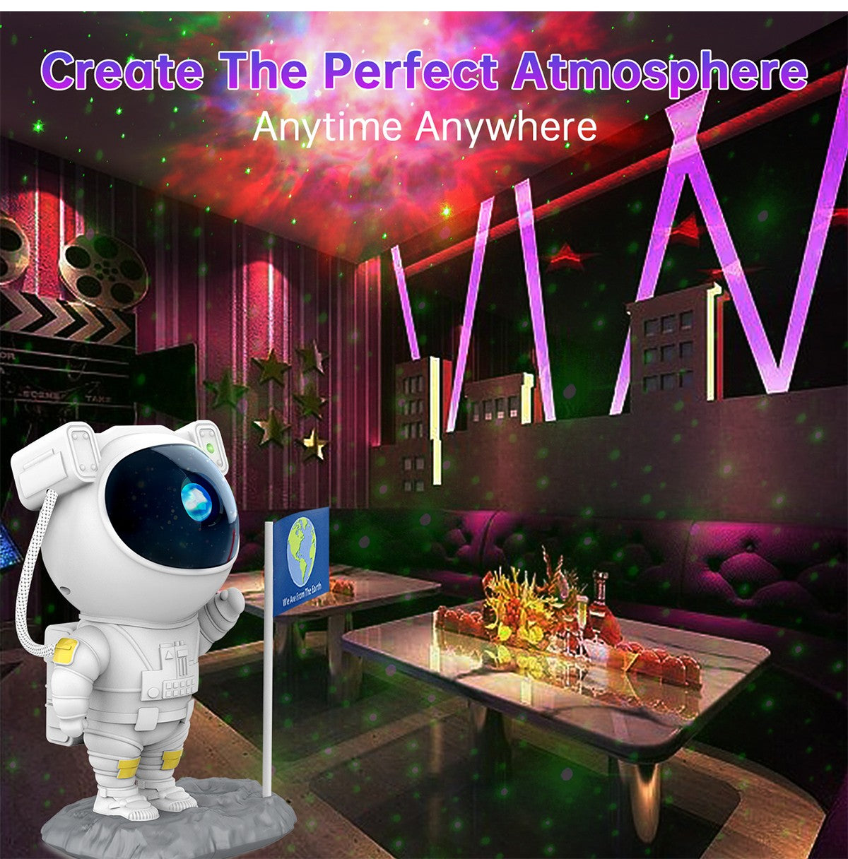 Bluetooth Speakers With Powerful Sound Astronaut Shape Galaxy Star Projector Light Christmas Birthday Gift for Men Women Friend