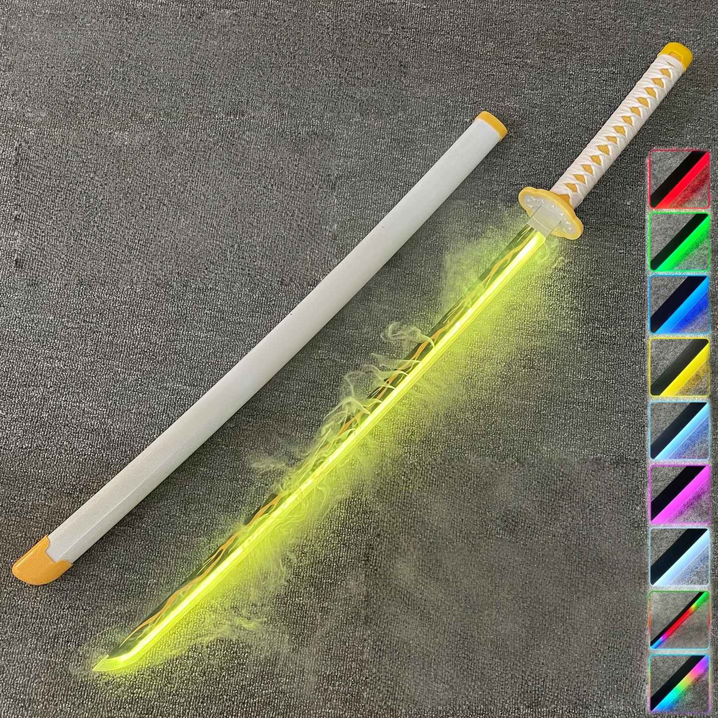 40inch Smoke Glow Demon Slayer Katana Muichirou Light Vapor Sword Anime Cosplay Real Japanese Katana Original Samurai Sabre Gift