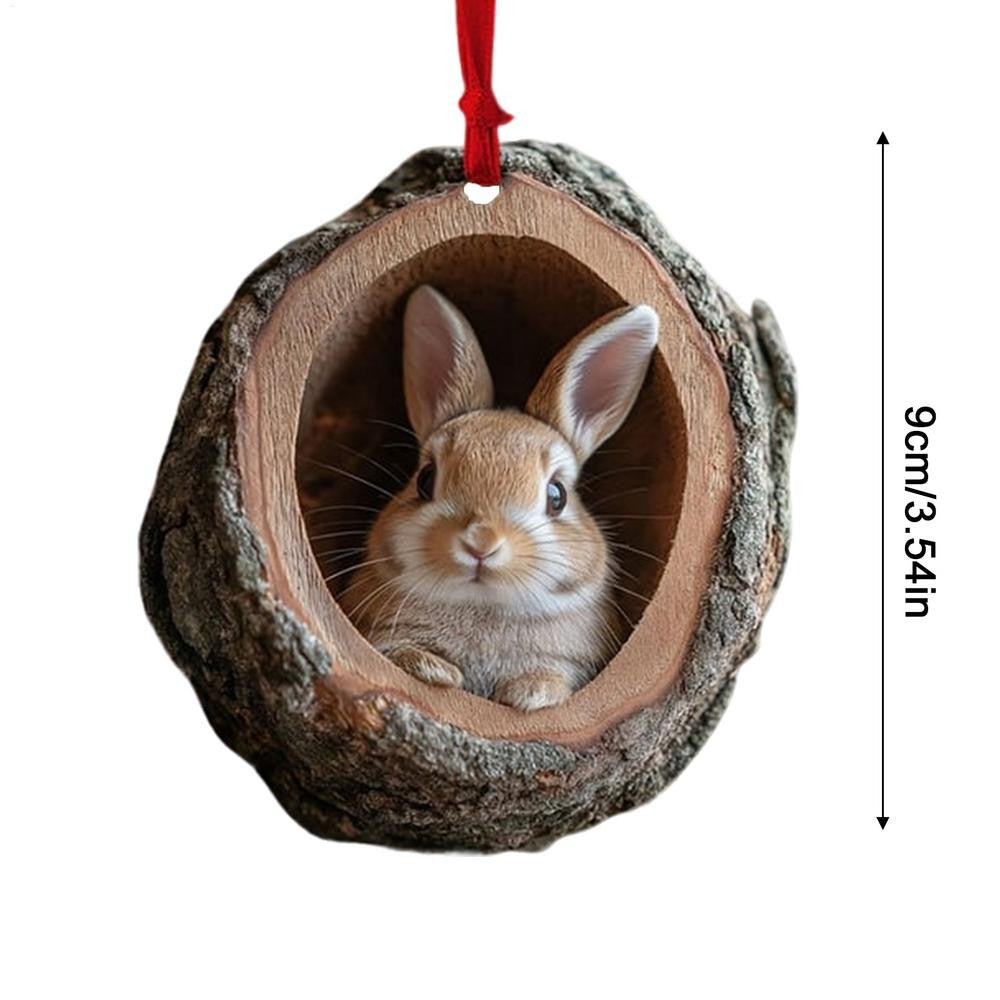 New Animal Christmas Ornaments 2D Flat Acrylic Bird Pendant Owl Squirrel Bunny  Pendant Christmas Tree Decoration Xmas Hanging