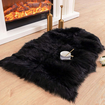Soft Shaggy Faux Fur Rug Non-Slip Floor Mat 60x90CM Extra Thick Plush Bedroom Rug for Living Room Warm Carpet Machine Washable