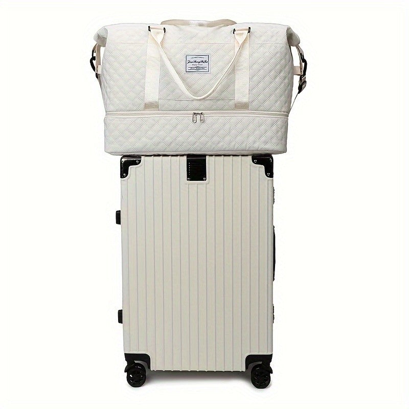 2pcs/set Large Capacity Travel Duffle Bag, Sports Fitness Gym Yoga Tote, Weekender Overnight Bag & Makeup Bag for Women