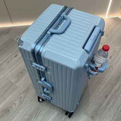 Mala de Viagem Nova com Estrutura de Alumínio, Suporte para Copo, Material PC, Mala de Cabine com Rodas, Grande Capacidade
