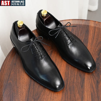 Italian Men's Formal Shoes Luxury Genuine Leather Handmade Quality Comfortable Elegant Black Wedding Social Oxfords Shoes Man