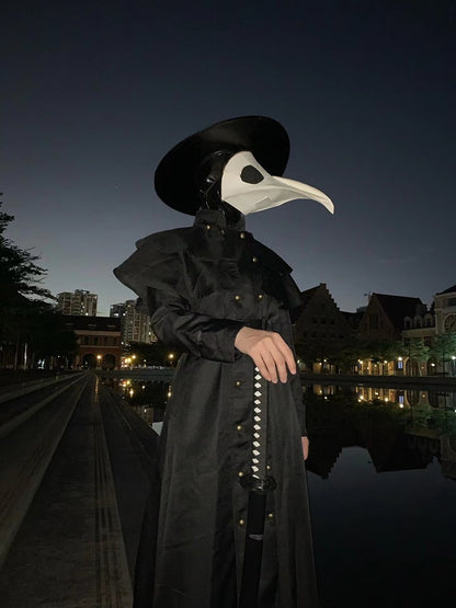 Plague Doctor Bird Cosplay Costume Medieval Hooded Robe Horrord Monk Steampunk Cloak Halloween Carnival Adult Kids Lantern Stick