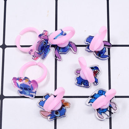 10/20pcs Disney Anime Stitch Ring Kawaii Lilo Stitch Children Acrylic Ring Cartoon Accessories Toy Kids Gifts
