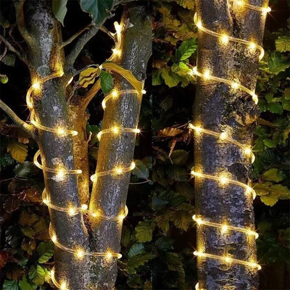 LED Solar Rope Lights Outdoor 50/100/200LEDs 8 Modes waterproof String lights for Garden Christmas Halloween Weddings Decor