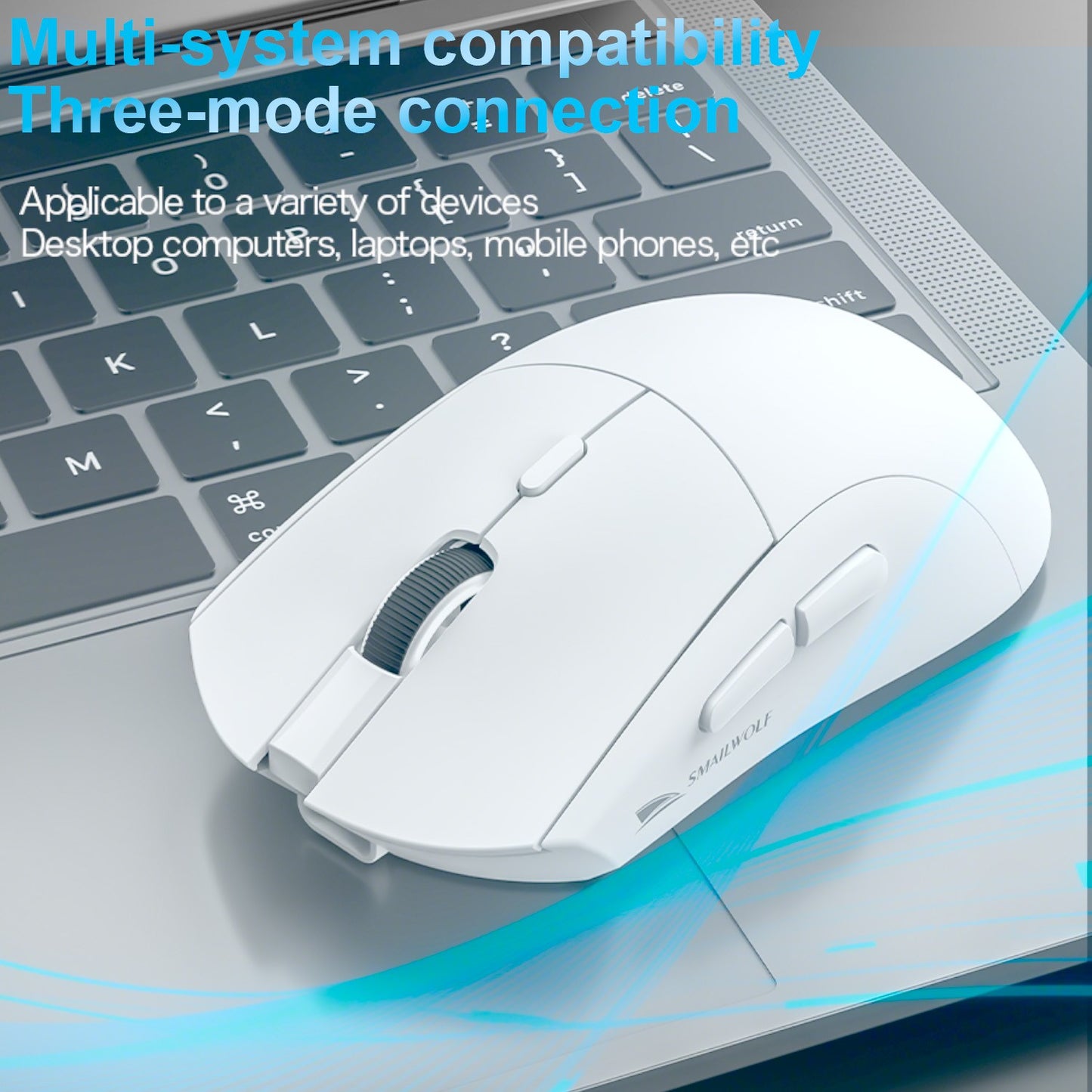 SMAILWOLF RS7 mouse gamer sem fio Bluetooth três modos e-sports 2000DPI mouse de escritório e jogos PAW3311 ajustável em seis velocidades