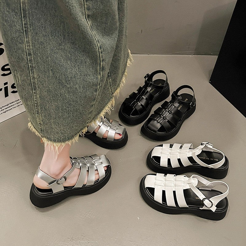 Summer Women's Sandals British Style Platform Women Casual Shoes Fashion Brand Beach Shoes 2024 High Quality Women Roman Sandals