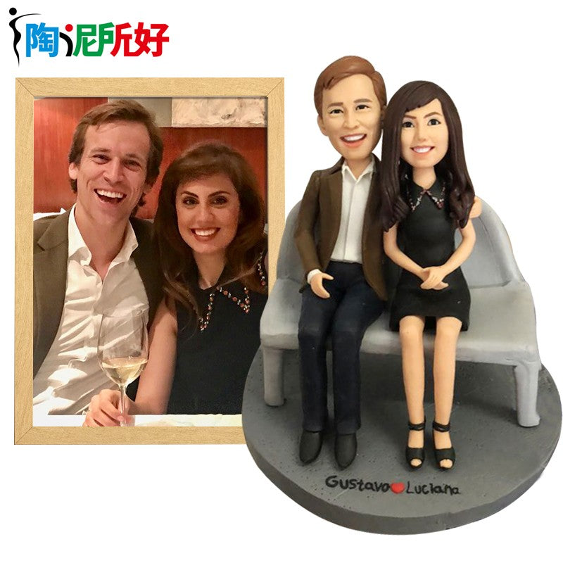 Custom Handmade Bobblehead Sculpture Figurines-Personalized Polymer Clay Doll from Your Photo-Wedding Anniversary Gifts for Wife