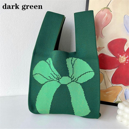 Bolsa de malha preta e branca feita à mão Bolsa de ombro reutilizável para compras feminina e feminina Bolsa de pulso casual Bolsa de armazenamento para atividades ao ar livre 12 cores